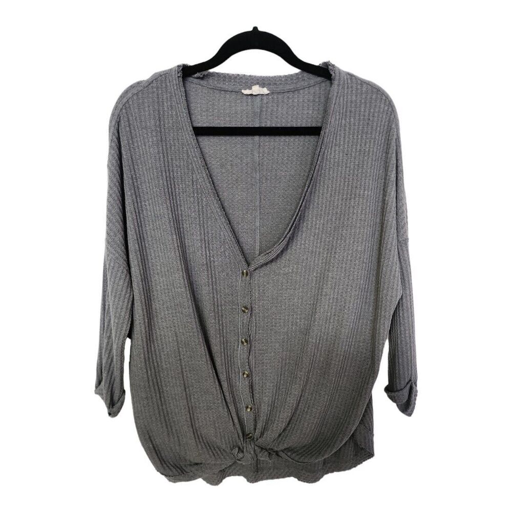 In Loom Waffle Weave Button Down Top